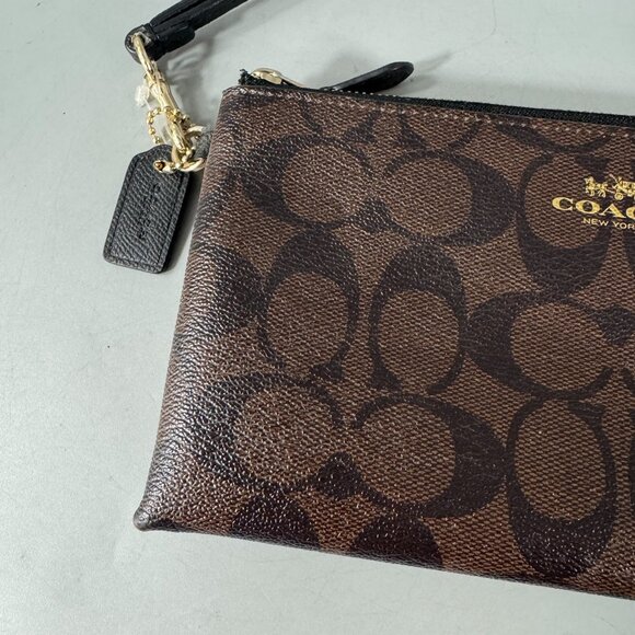 Coach C53563 Brown Leather CC Signature Double Zippered Wallet/Wristlet - Picture 2 of 12